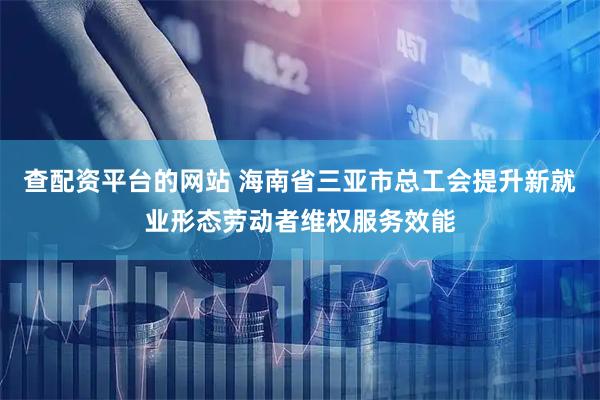 查配资平台的网站 海南省三亚市总工会提升新就业形态劳动者维权服务效能