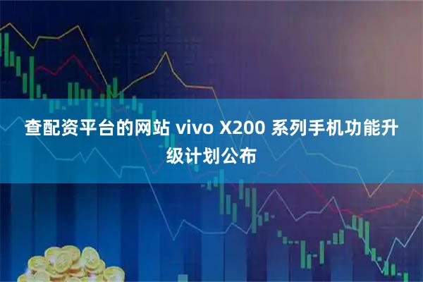 查配资平台的网站 vivo X200 系列手机功能升级计划公布