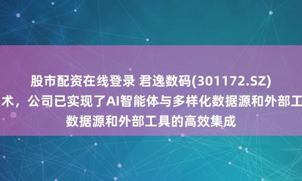 股市配资在线登录 君逸数码(301172.SZ)：利用MCP技术，公司已实现了AI智能体与多样化数据源和外部工具的高效集成